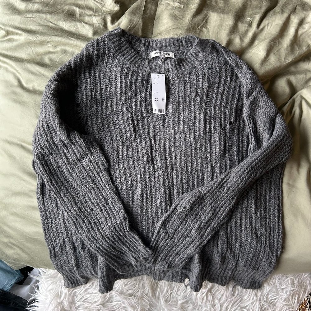 UO Distressed Grey Sweater